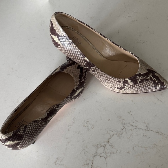 Amalfi Cream and Brown Snake Print Heels - Picture 4 of 6